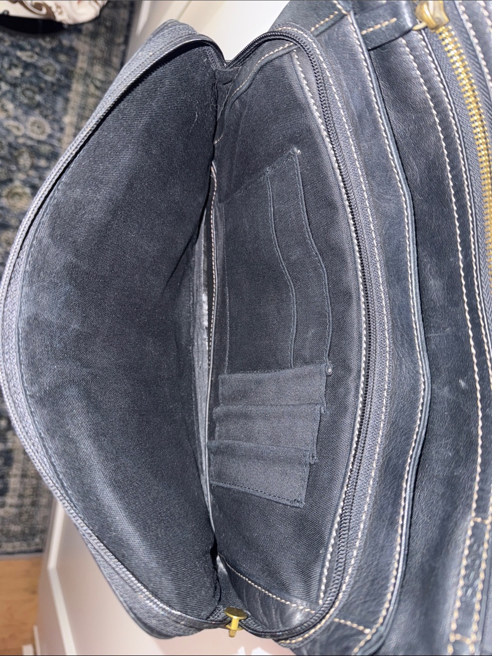 Vintage Fossil crossbody mini messenger bag 90s Y2K soft leather gold hardware - Picture 7 of 16